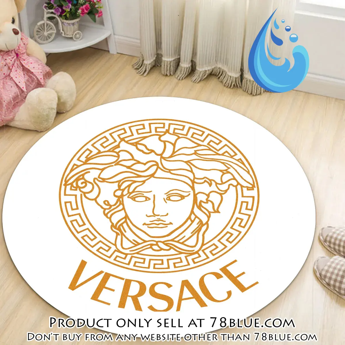 Versace medusa white luxury brand round rug carpet home decor 78b0542385